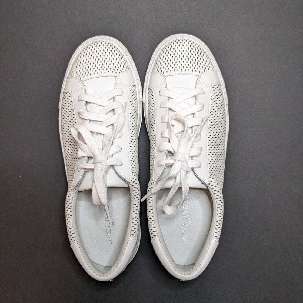 EUC J/Slides Lorrie Platform Sneaker Perforated White Leather 7.5M
